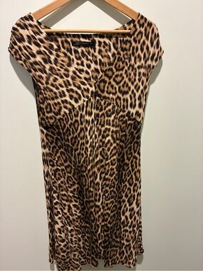 Zara Woman Leopard Print Dress in Brown and Black Medium